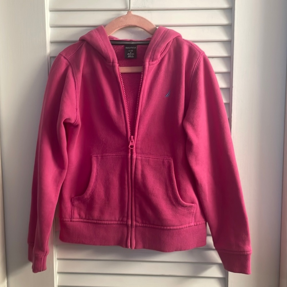 Nautica Pink ZipUp Hoodie Size 6 Front Pockets Excellent Like New Condition